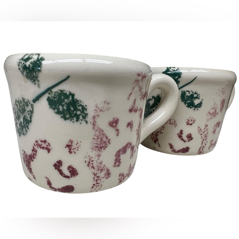 Set Of 2 HARTSTONE POTTERY Cabbage Rose Mugs Vintage Floral USA